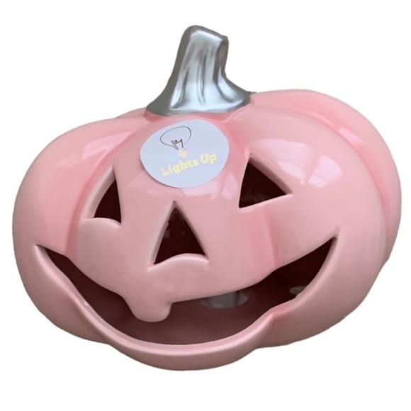 NEW Halloween PINK PUMPKIN LED Glossy Lightup Jack o’lantern - Picture 3 of 4